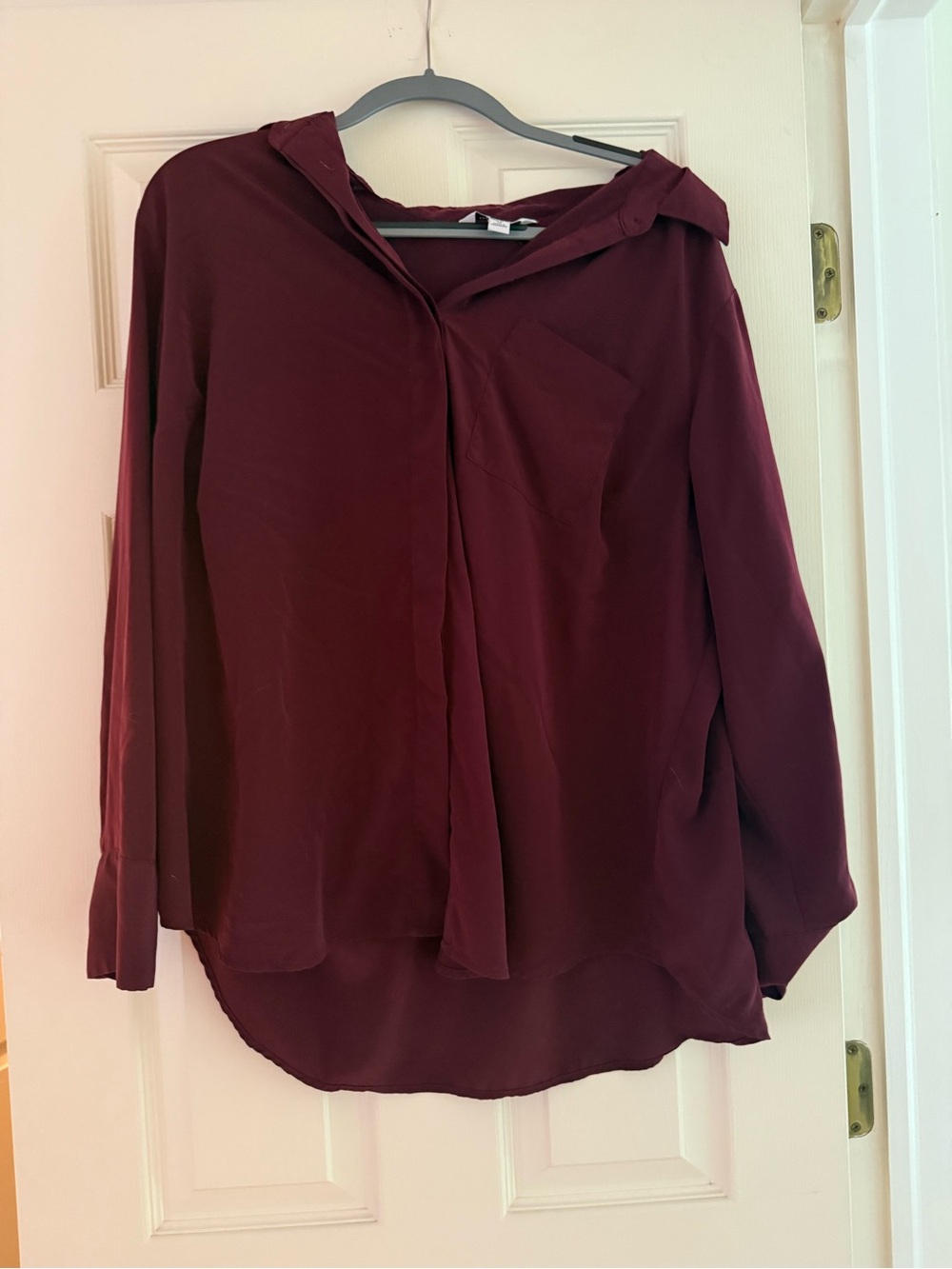 Nine West Burgundy Button-Down Blouse